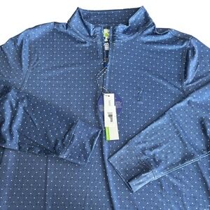 NEW Tailorbyrd Golf Clubs Print 1/4 Zip Pullover Mens L Blue Stretch L/S Wicking